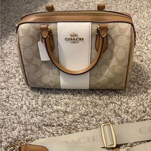 Coach Rowen Satchel signature canvas stripes